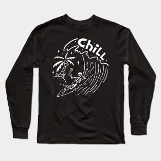 chill skull surfing Long Sleeve T-Shirt